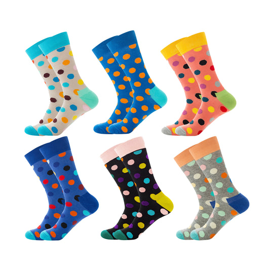 (US 5.5-12/EUR 38-45/UK 5-11.5) Dot serise B Knee-high Stockings, Cartoon Mid-calf Length Socks, 100% cotton Summer Winter