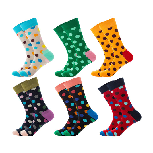 (US 5.5-12/EUR 38-45/UK 5-11.5) Dot serise A Knee-high Stockings, Cartoon Mid-calf Length Socks, 100% cotton Summer Winter